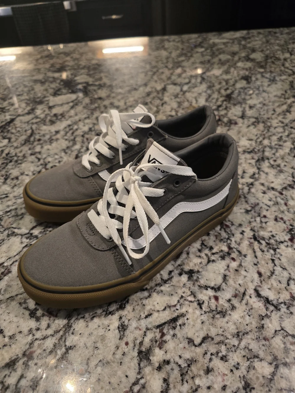 Vans Boys Gray Old Skool Sneakers with Gum Sole
